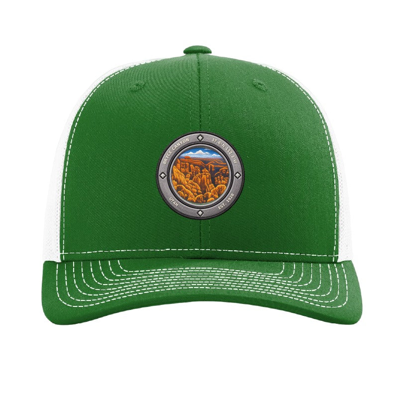 Bryce Canyon National Park patch hat — Kelly Green/White