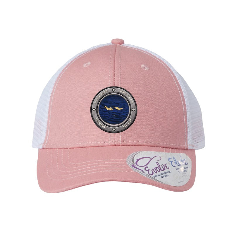 Channel Islands National Park patch hat — Dusty Rose/White (Ponytail)
