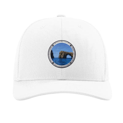 Channel Islands National Park patch hat in White — Arch Rock at Anacapa badge on a Richardson 112 trucker cap