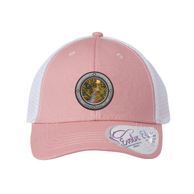 Cuyahoga Valley National Park patch hat — Dusty Rose/White (Ponytail)