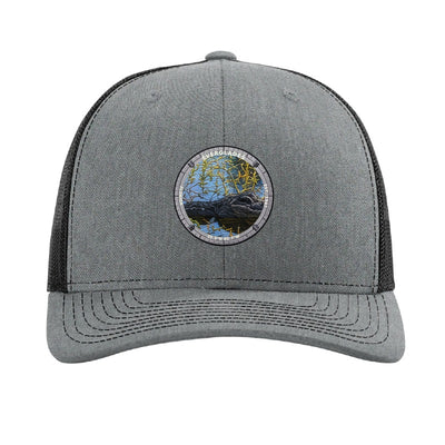 Everglades National Park patch hat in Heather Grey/Black — alligator in the sawgrass badge on a Richardson 112 trucker cap