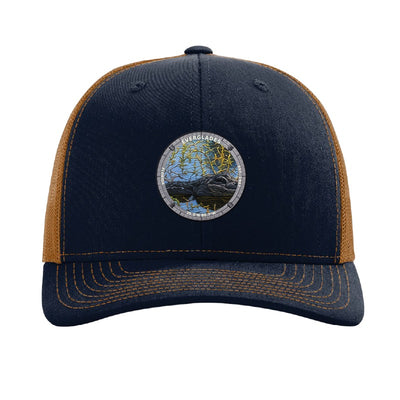 Everglades National Park patch hat in Navy/Caramel — alligator in the sawgrass badge on a Richardson 112 trucker cap