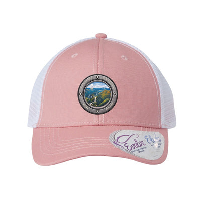 Gates Of The Arctic National Park patch hat — Dusty Rose/White (Ponytail)