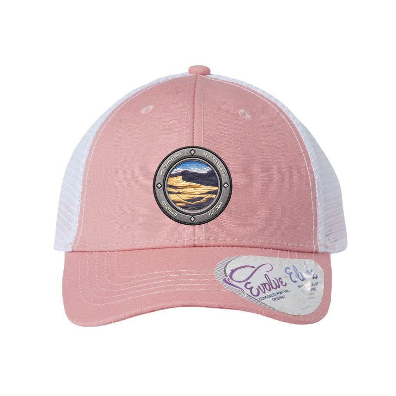 Great Sand Dunes National Park patch hat — Dusty Rose/White (Ponytail)