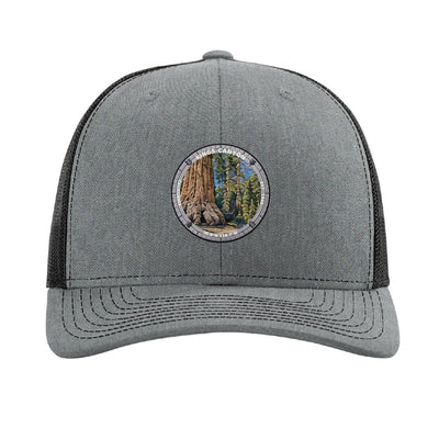 Kings Canyon National Park patch hat in Heather Grey/Black — General Grant Tree badge on a Richardson 112 trucker cap