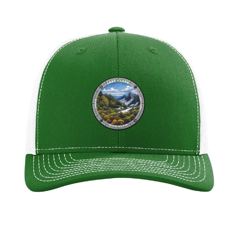 Lake Clark National Park patch hat — Kelly Green/White