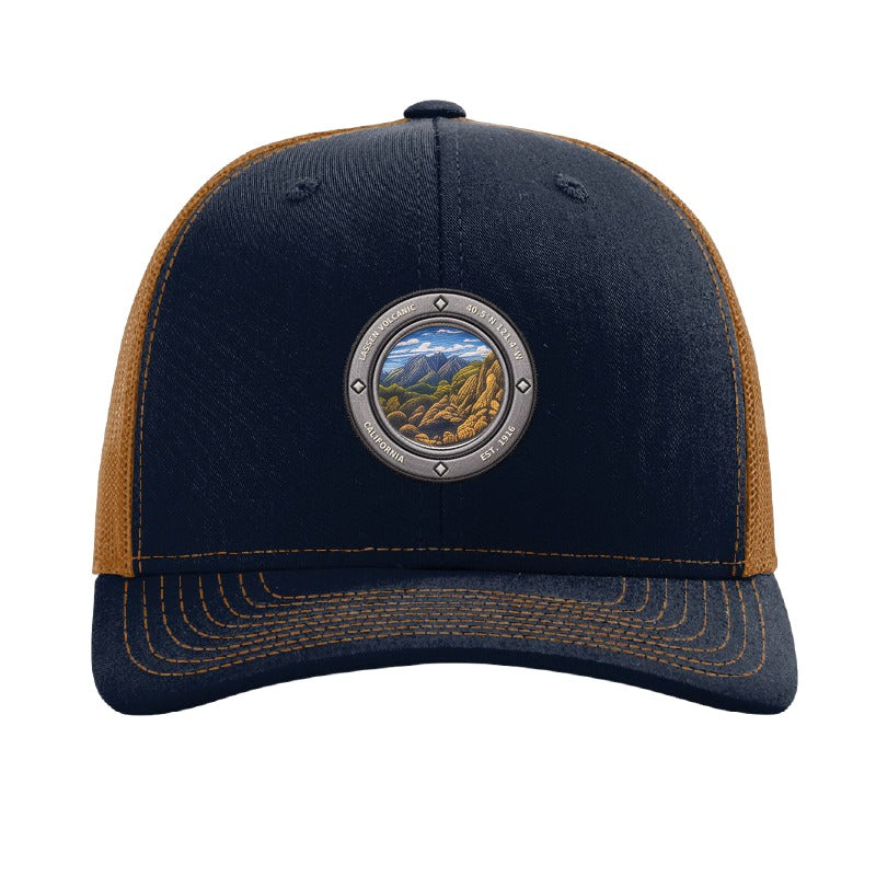 Lassen Volcanic National Park patch hat — Navy/Caramel