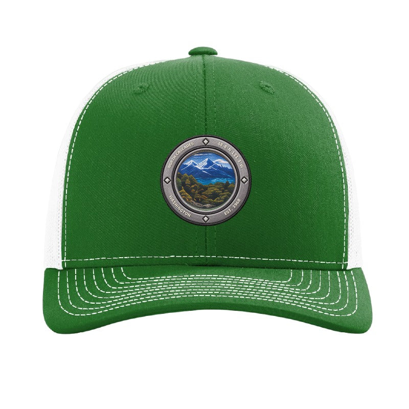 North Cascades National Park patch hat — Kelly Green/White