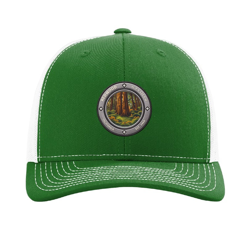 Redwood National Park patch hat — Kelly Green/White