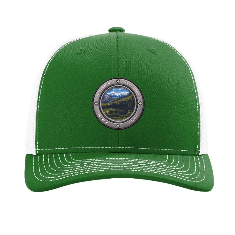 Rocky Mountain National Park patch hat — Kelly Green/White