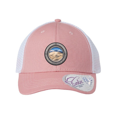 White Sands National Park patch hat — Dusty Rose/White (Ponytail)