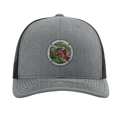 Wrangell-St. Elias National Park patch hat in Heather Grey/Black — Kennecott Mines badge on a Richardson 112 trucker cap