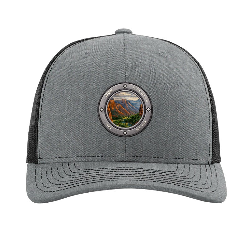 Zion National Park patch hat — Heather Grey/Black