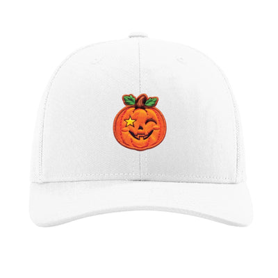 Star Wink jack-o'-lantern patch hat — White