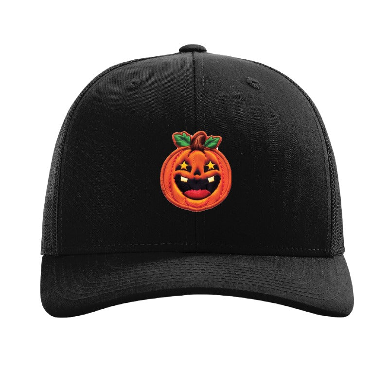 Starry Eyed jack-o'-lantern patch hat — Black