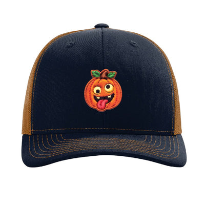 Wild Eyes jack-o'-lantern patch hat — Navy/Caramel