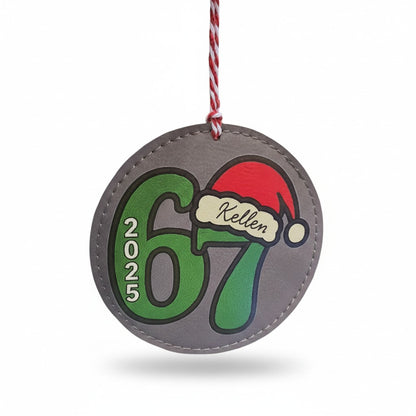 Personalized 67 Christmas Leatherette Ornament