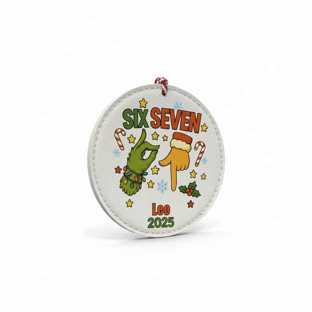 Personalized 67 Christmas Leatherette Ornament