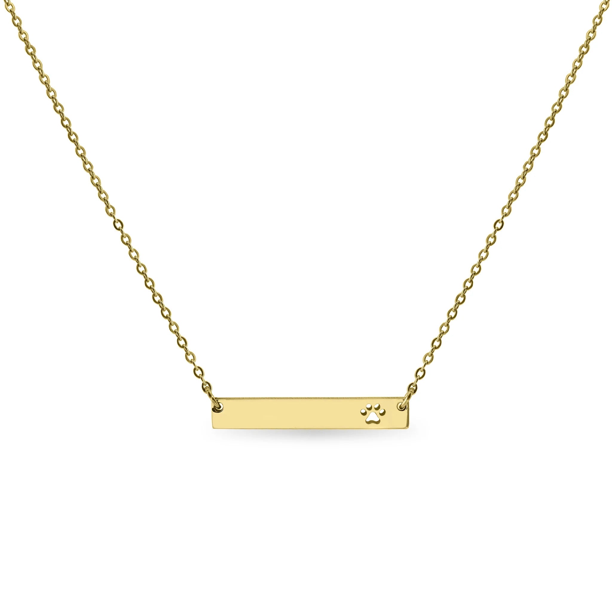 Paw Print Cutout Horizontal Bar Stainless Steel Necklace