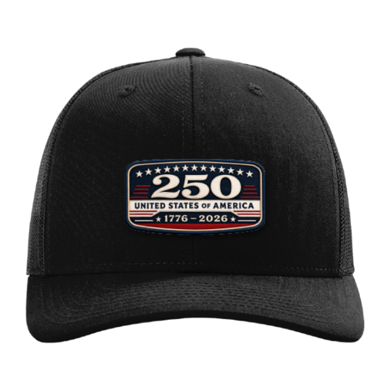 USA 250th Anniversary Trucker Hat – United States 1776–2026 Patriotic Patch Hat