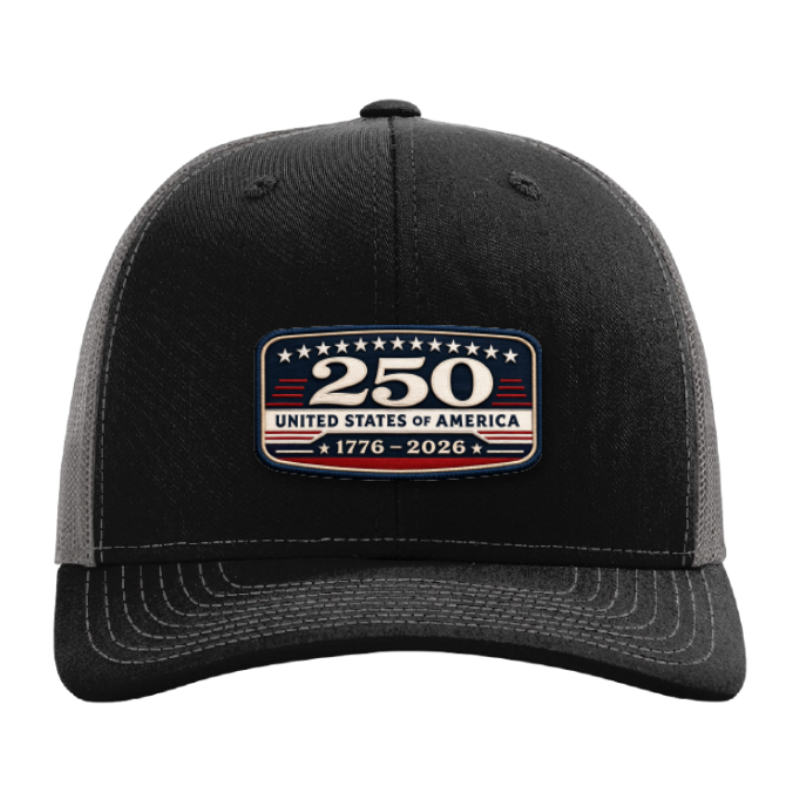 USA 250th Anniversary Trucker Hat – United States 1776–2026 Patriotic Patch Hat