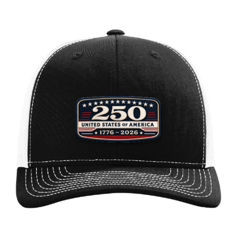 USA 250th Anniversary Trucker Hat – United States 1776–2026 Patriotic Patch Hat