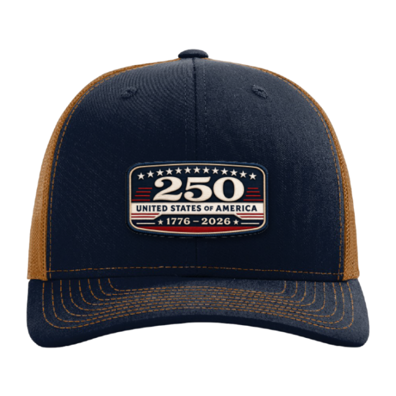 USA 250th Anniversary Trucker Hat – United States 1776–2026 Patriotic Patch Hat
