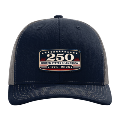 USA 250th Anniversary Trucker Hat – United States 1776–2026 Patriotic Patch Hat
