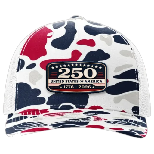 USA 250th Anniversary Trucker Hat – United States 1776–2026 Patriotic Patch Hat — patch hat by The Hat Factory Xpress