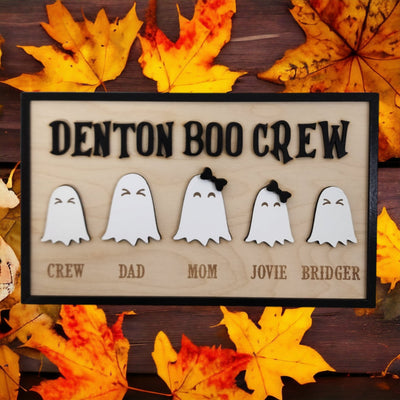 Personalized Ghost Family Sign with Pets, The Boo Crew, Halloween Decor for Spooky Season